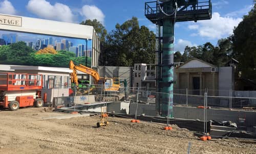Doomsday Destroyer ride construction at Movie World, May 2016