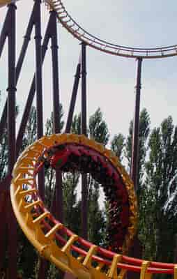 Corkscrew of Goudurix at Parc Asterix outside Paris